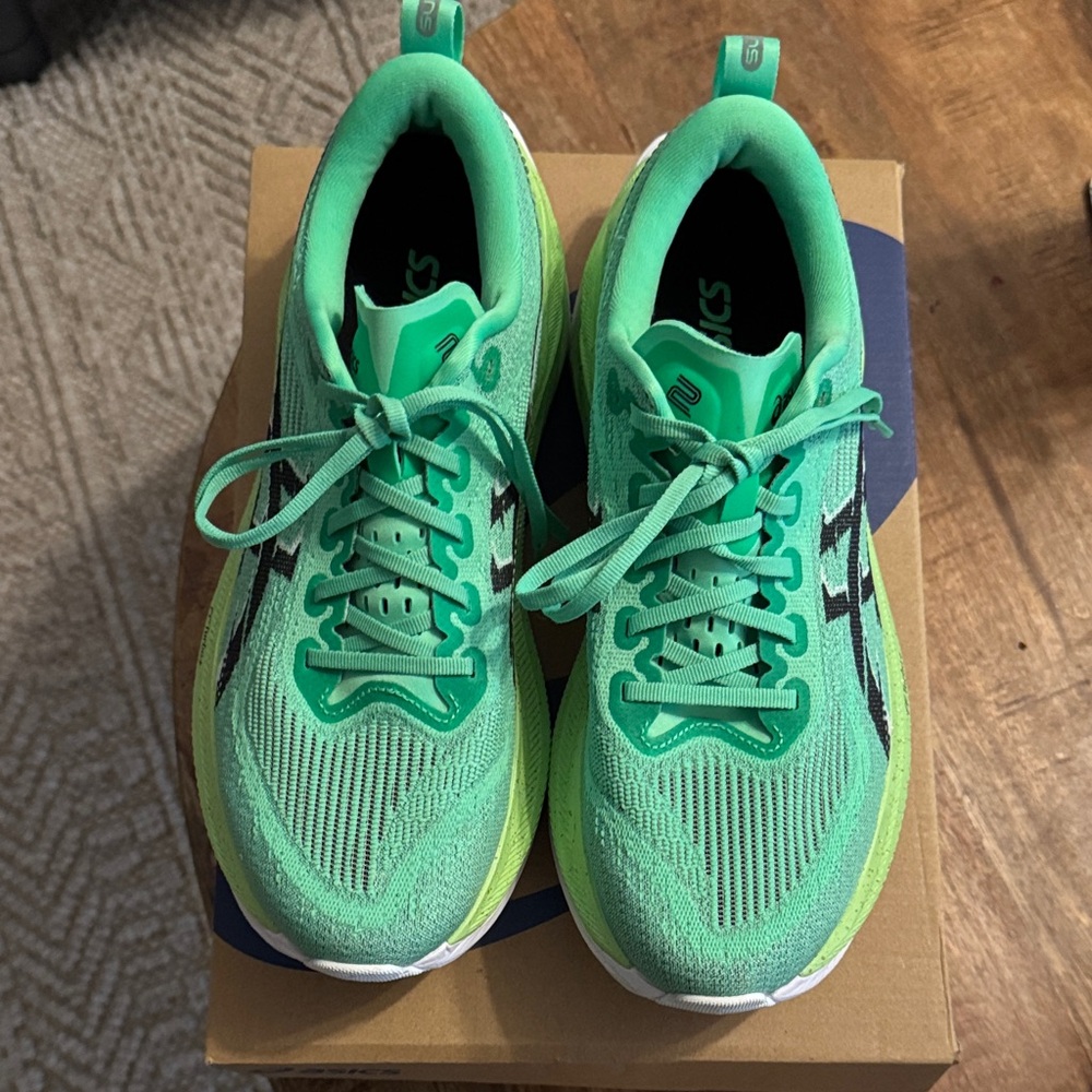 Asics superblast 2 Mint Green and Lime Knit Running Shoes - Picture 3 of 8